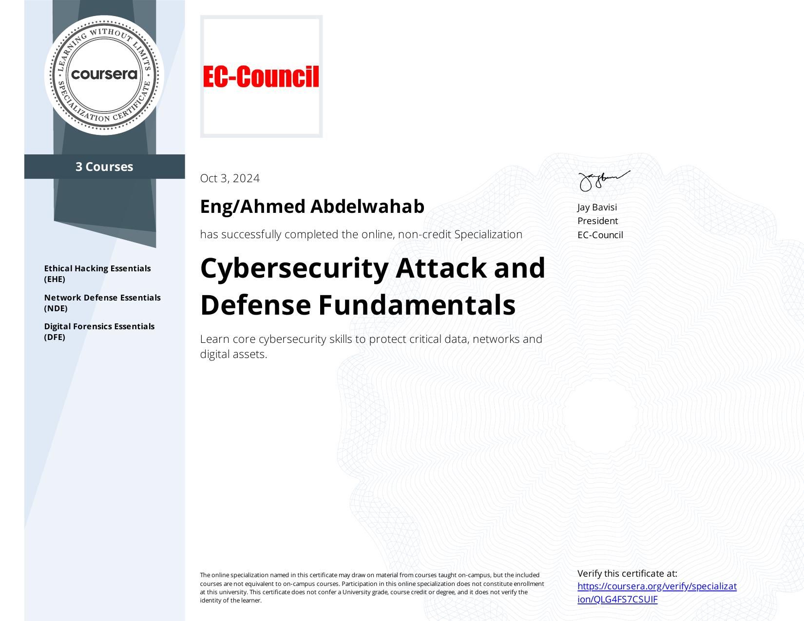 Cybersecurity Attack and Defense Fundamentals (Specialization, 3 courses)