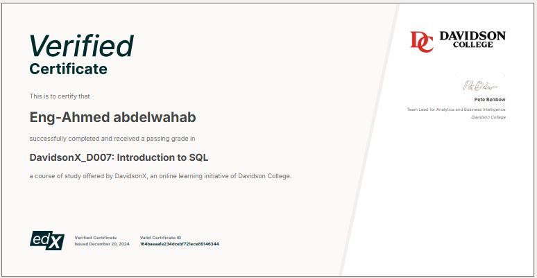 DavidsonX_D007: Introduction to SQL