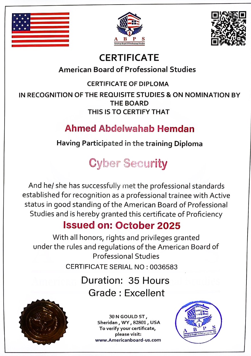 Cyber Security — Certificate of Diploma