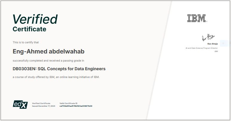 DB0303EN: SQL Concepts for Data Engineers