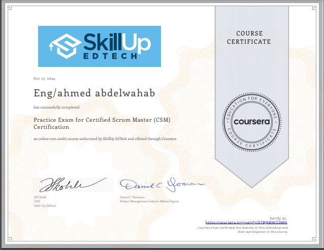 Practice Exam for Certified Scrum Master (CSM) Certification