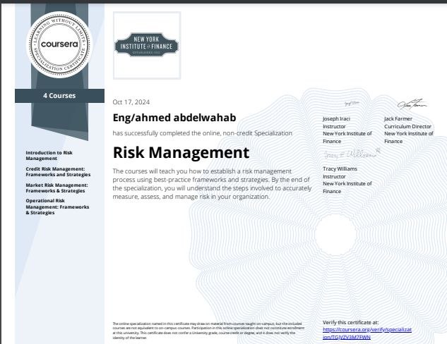 Risk Management (Specialization, 4 courses)