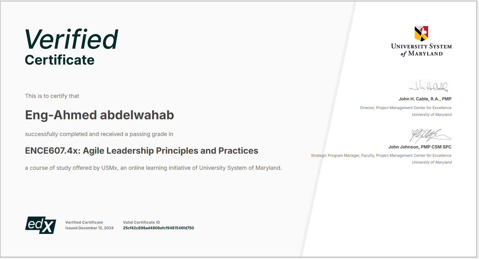 ENCE607.4x: Agile Leadership Principles and Practices