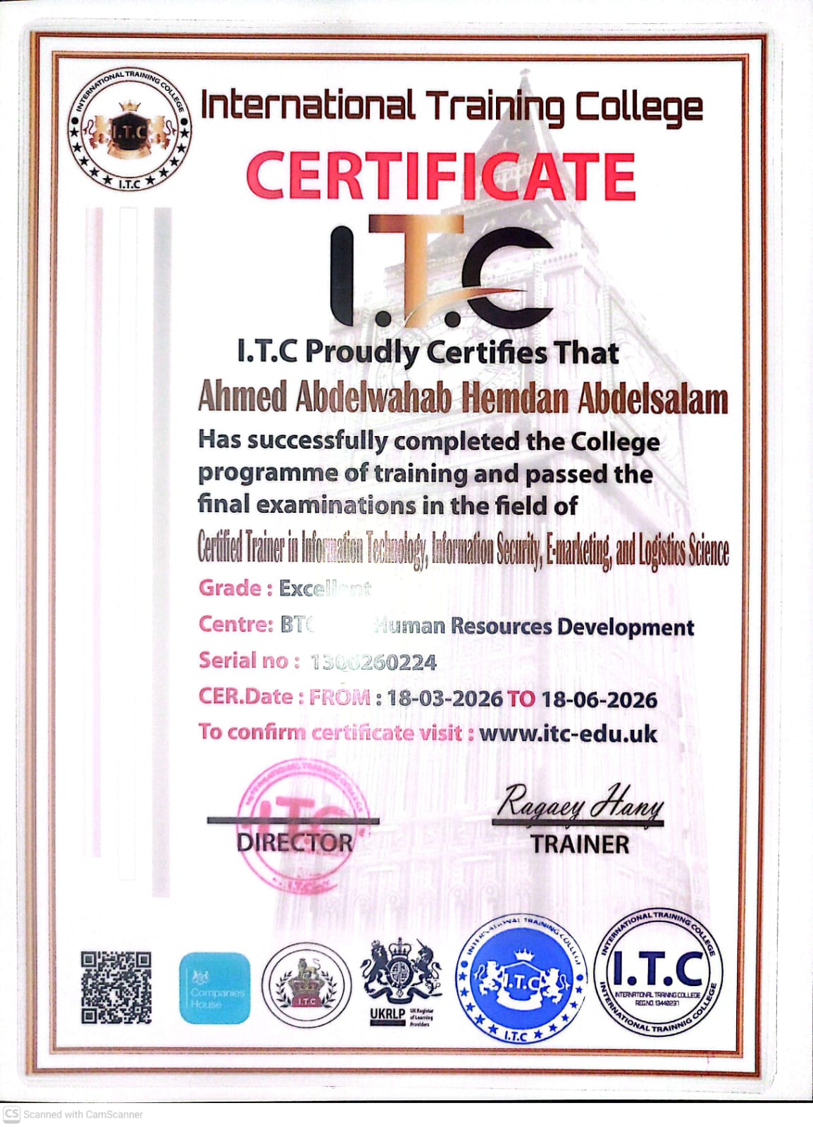 Certified Trainer — IT, Information Security, E-marketing & Logistics Science